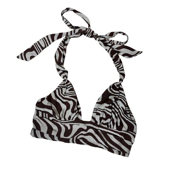 GARAGE Animal Print Zebra Silky Halter Crop Top Size Small Bra Corset Bustier - Picture 1 of 8